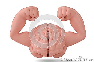 Brain and muscle strong brain 3D illustration Cartoon Illustration